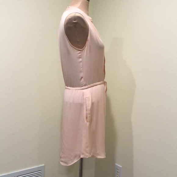 Babaton Silk Dress Size XS Pastel Peach Pink Sleeveless Sheath Mini Pullover - Picture 5 of 9